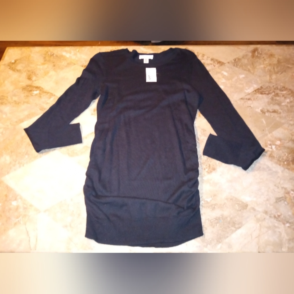 NWT Motherhood Maternity Size Small Black Lightweight Sweater With Ruched Sides